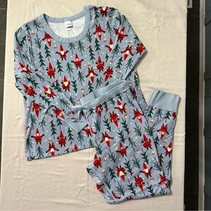 Hanna Andersson Winter Holiday Harvest Blue PJs XXL Women’s Organic Cotton
